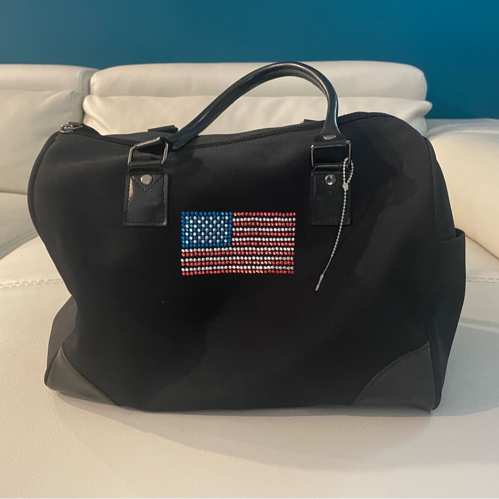 Black Men's Bag with American Flag Design